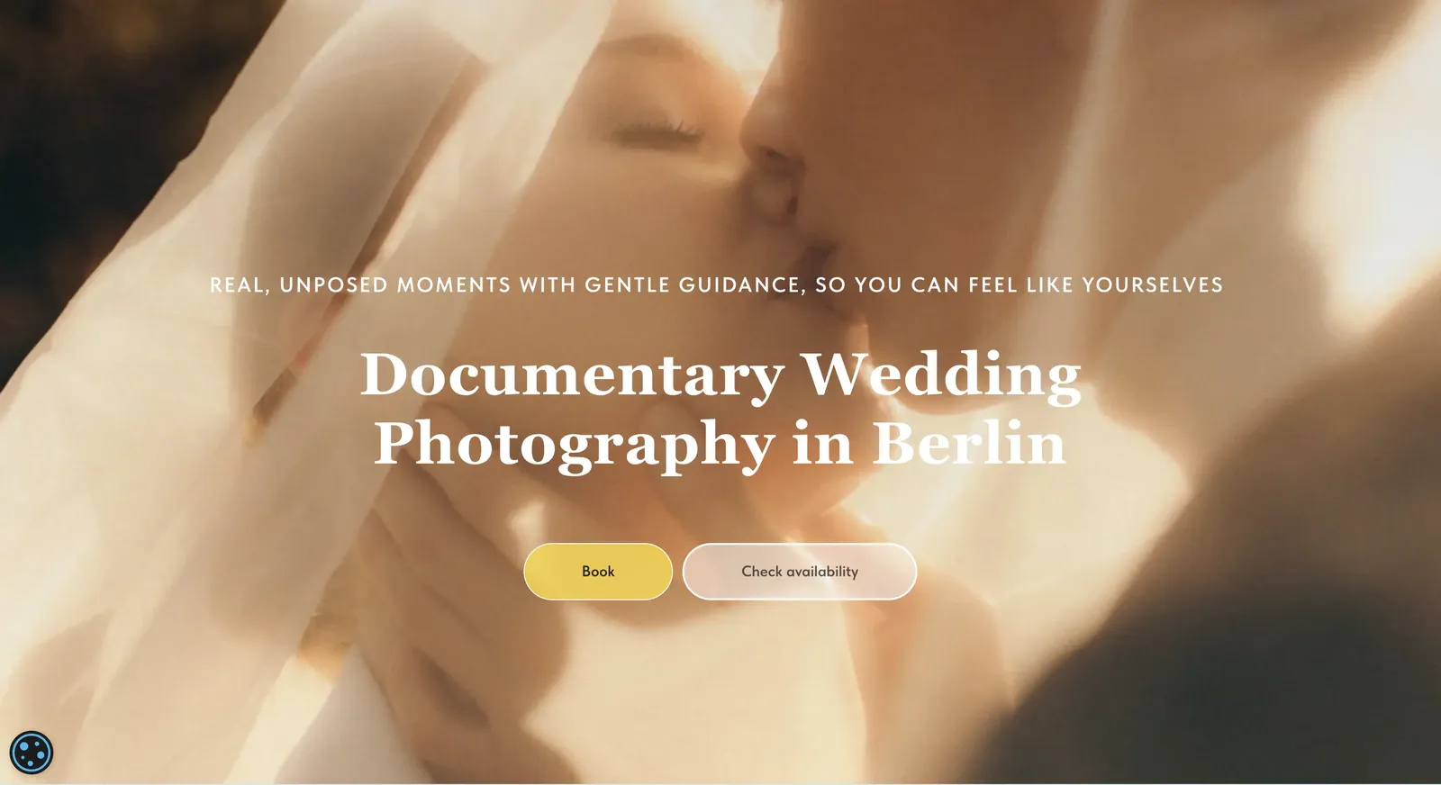 The Katya Nord wedding-photography landing page built for this campaign — documentary positioning and an inquiry CTA.